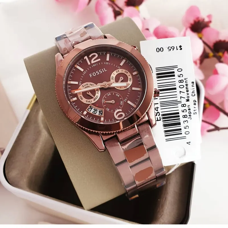 Fossil Perfect Boyfriend Multi-Function Wine Ladies Watch- ES4110